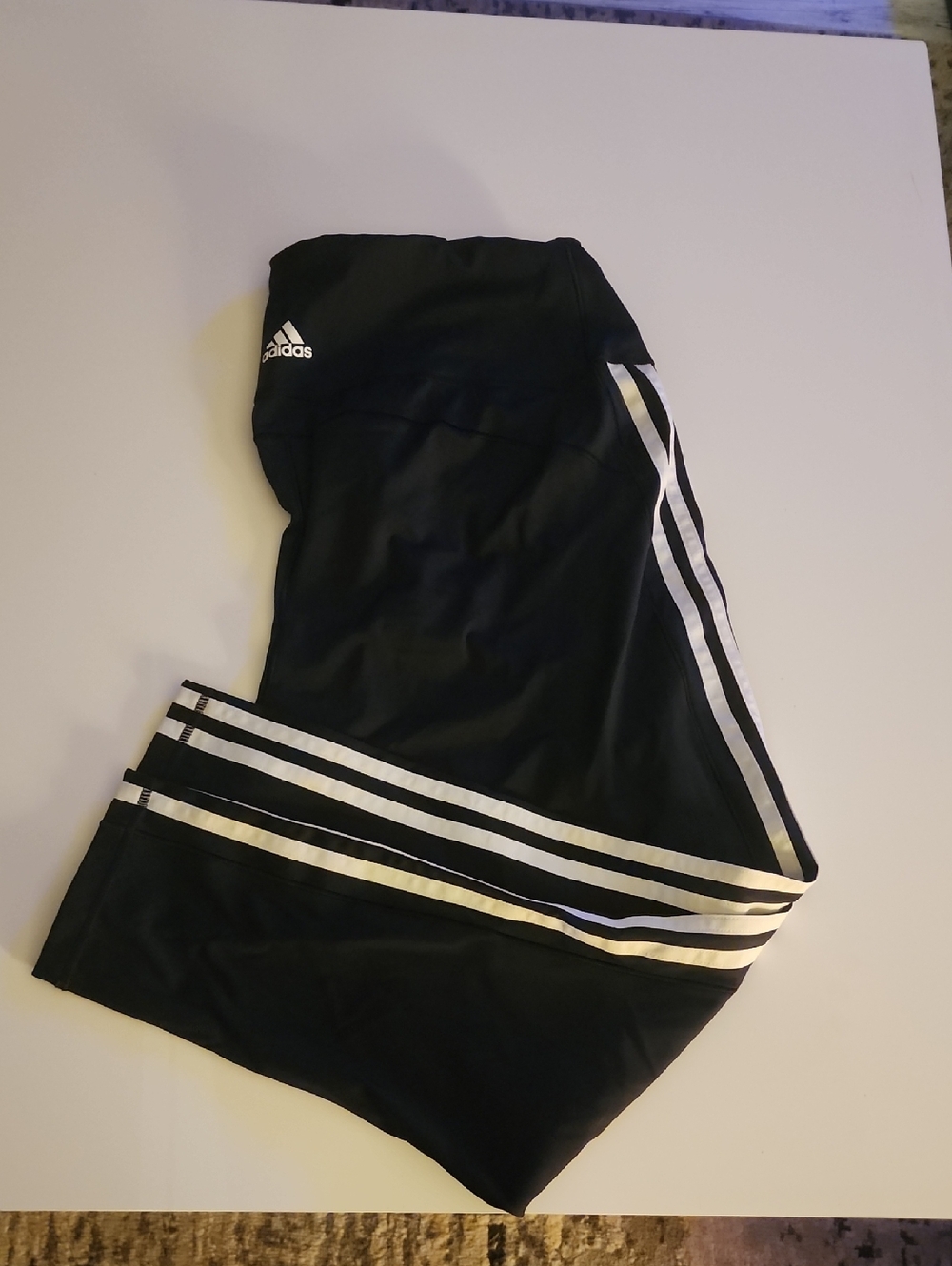 adidas Black Womens Leggings with White Side Stripes